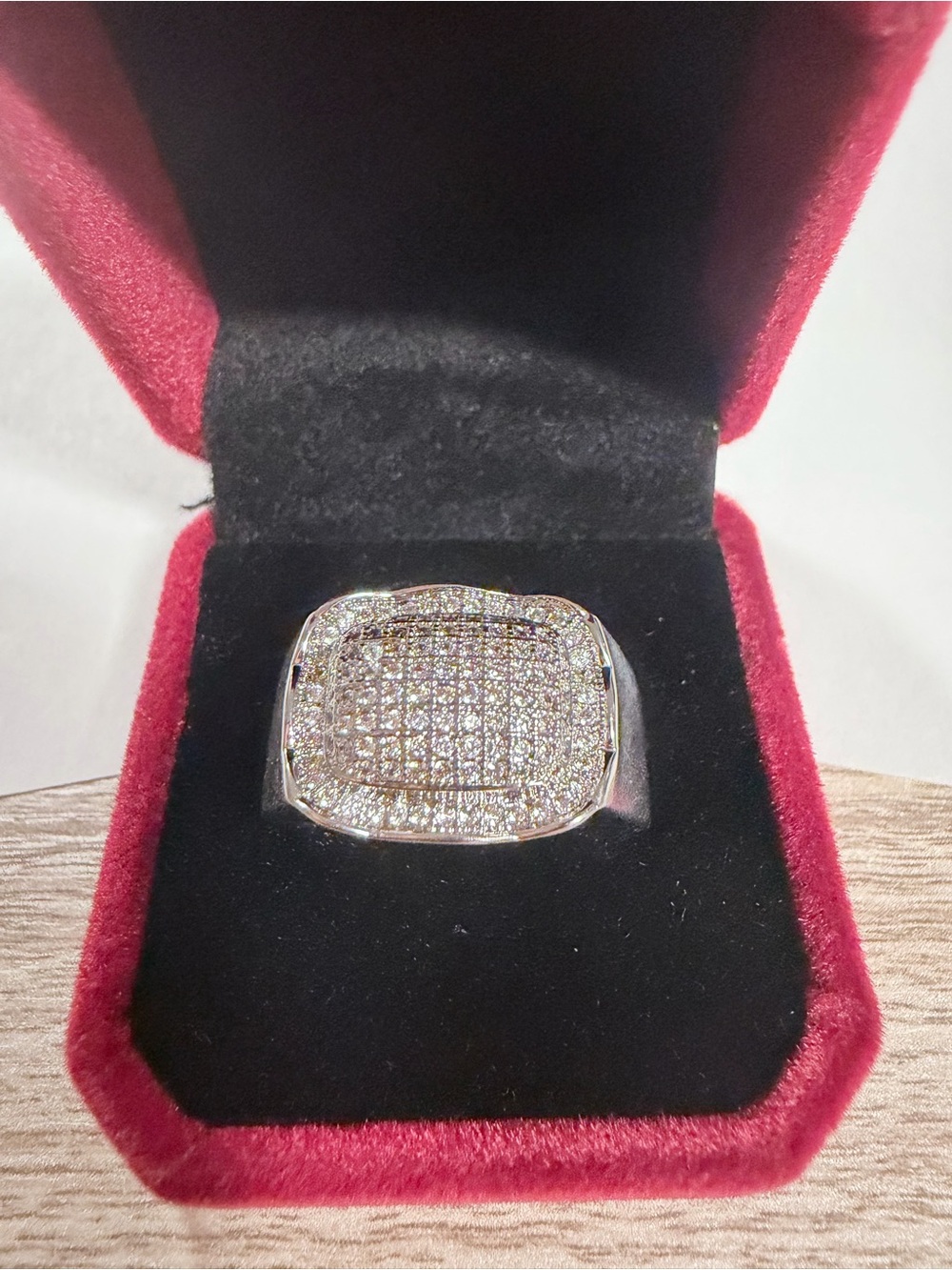 Men's Silver-Tone Pavé Statement Ring - Size 13